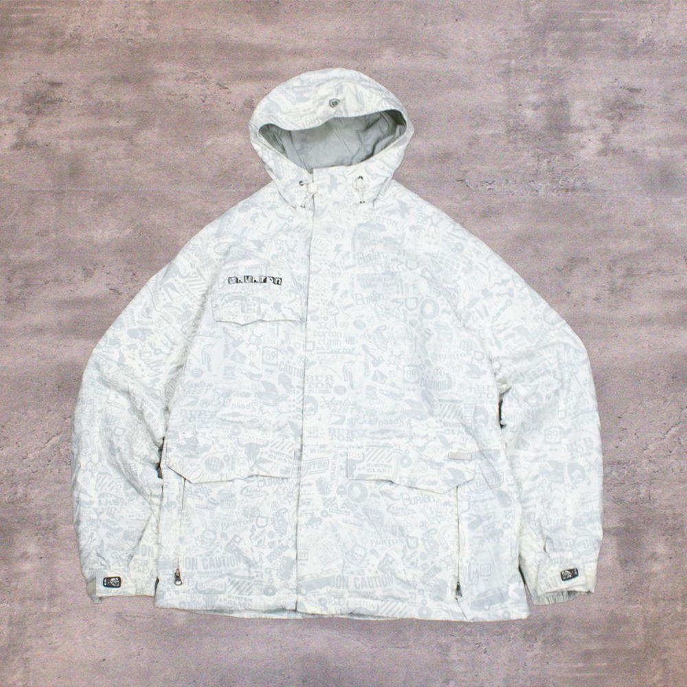 Y2K 00's Burton Phantom All Over Print White Ski Snowboard Jacket